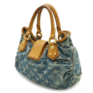 Louis Vuitton Blue Bag Pleated Handbag Monogram Denim